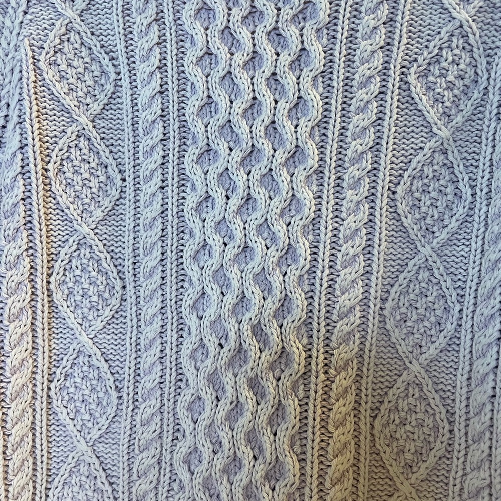LL Bean Signature Cotton Fisherman Cable Knit Tunic - Lavender Size XL - Picture 3 of 10